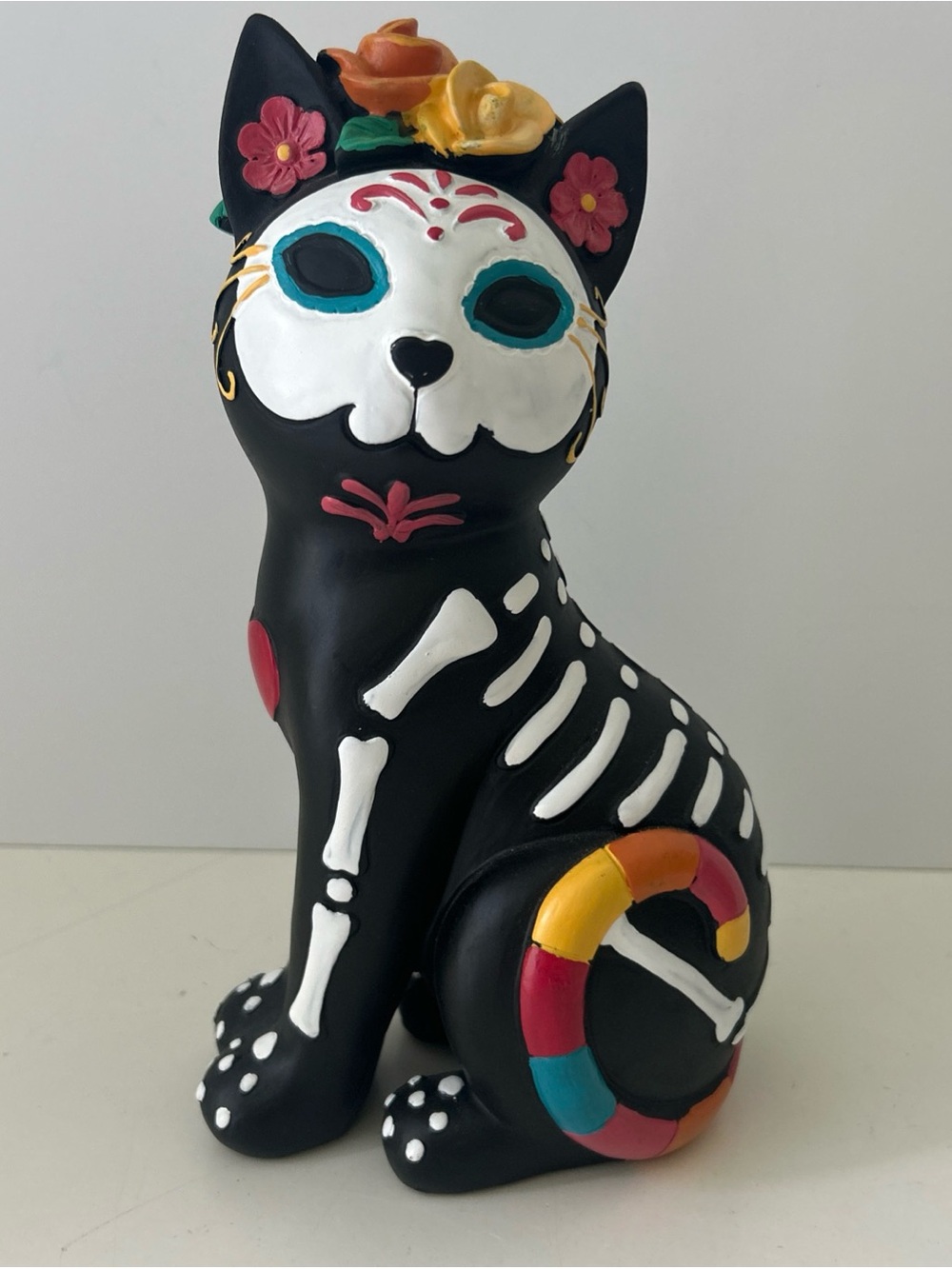 Halloween Day of the Dead Cat Catrina Figurine Decor 10.5” NEW